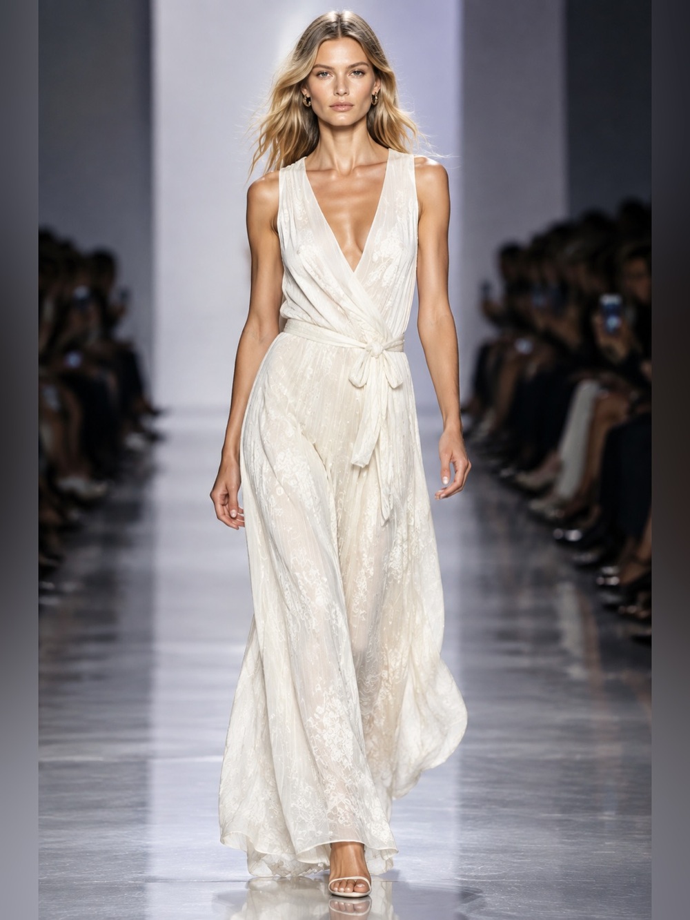 Sleeveless Wrap Wide-Leg Jumpsuit - Cream